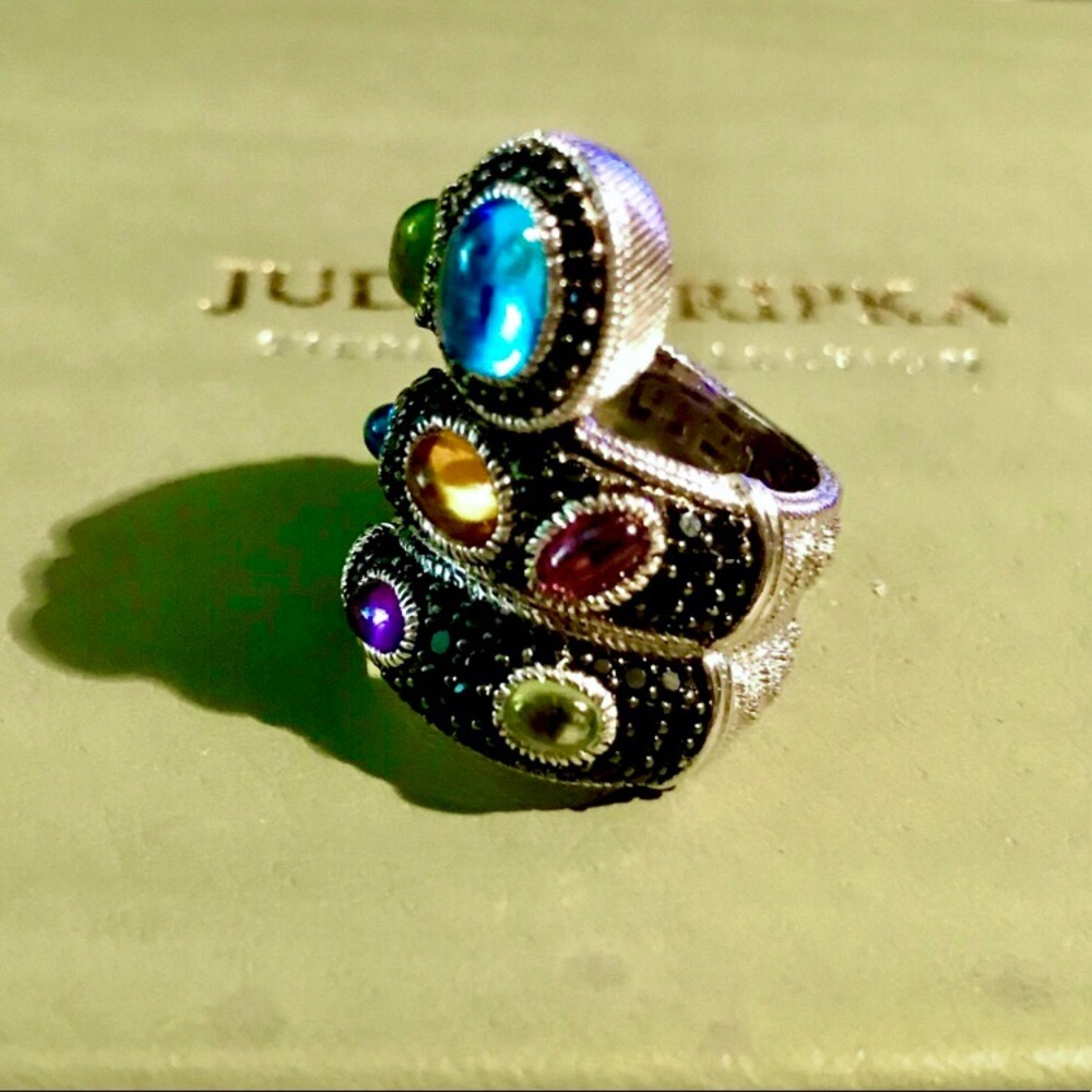 Gorgeous Judith Ripka Oval Multi-Gemstoneblack Sp… - image 2